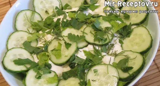 Салат из огурцов со сметаной