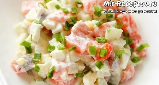 Салат рыбный с маринованым перцем